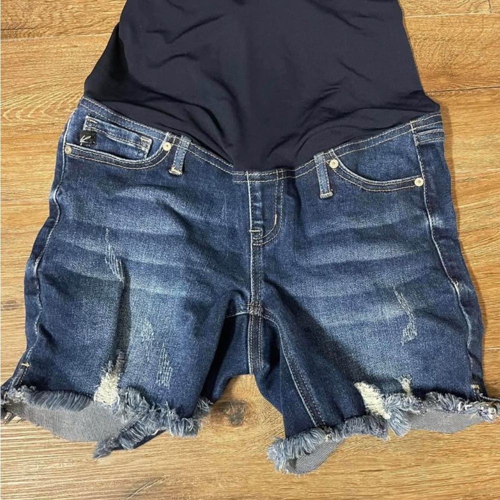 KanCan Maternity Distressed Blue Jean Shorts